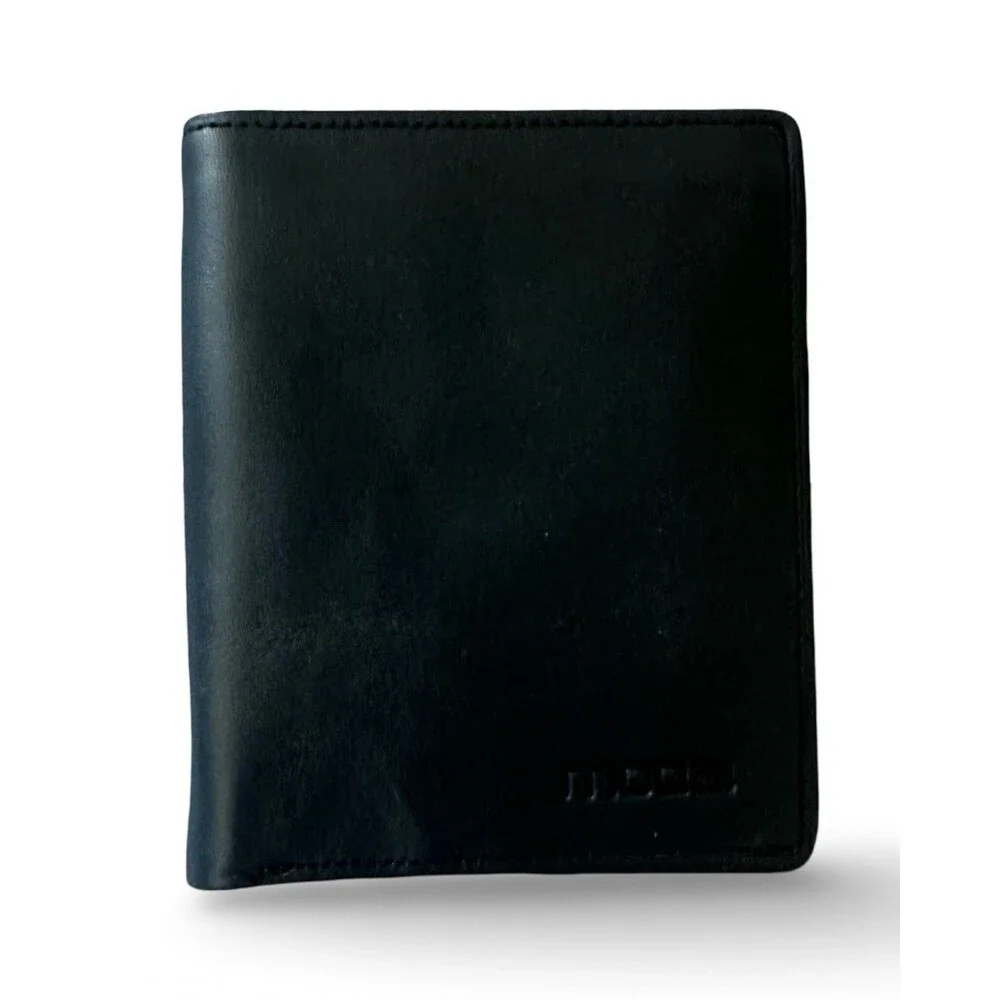 New Moda Spana Black Leather Mens Bifold Cash/Card Wallet #37